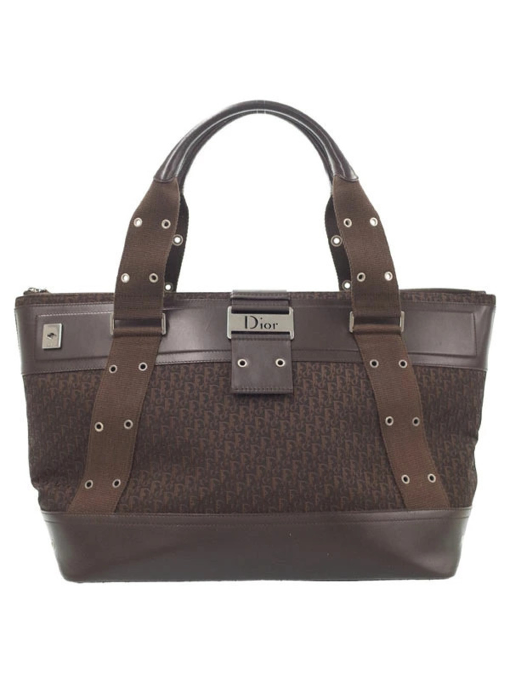 Christian Dior brown monogram canvas leather Street Chic Tote